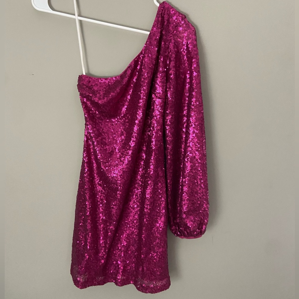 Hello Molly Purple Sequin One Shoulder Dress